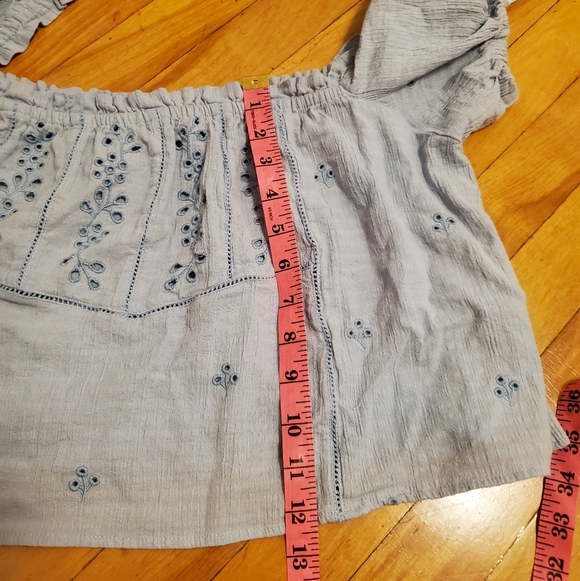 Zara eyelet embroidery crop top. Boho. Blue. Size XL. - Picture 8 of 9